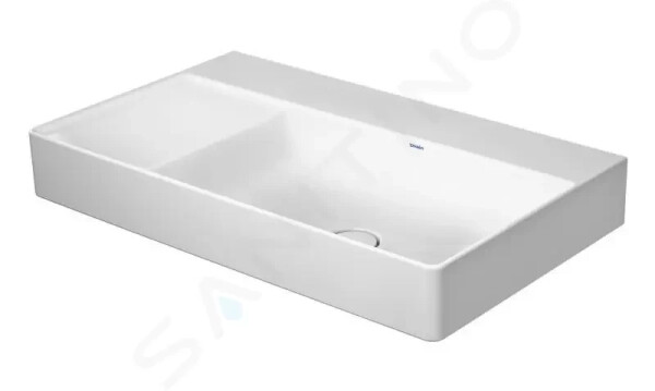 DURAVIT - DuraSquare Umyvadlo 800x470 mm, bez přepadu, bez otvoru pro baterii, pravé, DuraCeram, WonderGliss, bílá 23498000701