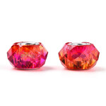 Korálky evropského typu - 14 x 8,5 mm - dvoubarevné - 1 ks Dvě barvy: Červenobílá
