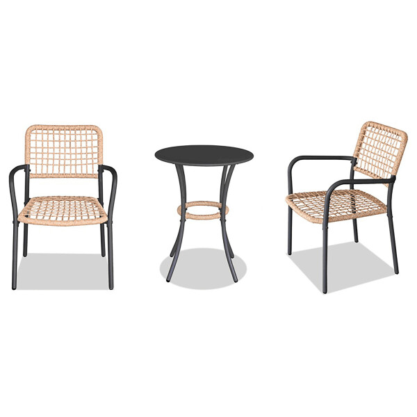 Zahradní set 1+2, stůl 60x60, židle umělý ratan barva přírodní, kov antracit