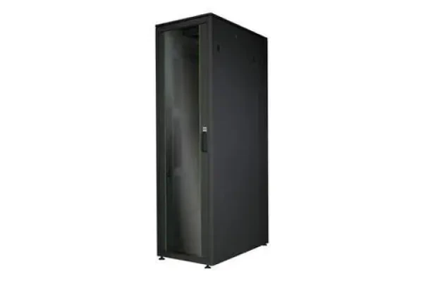 Digitus Unique 26U černá / Rozvaděč / 1342x600x1000 mm / Skleněné dveře / Nosnost 800 kg / IP20 (DN-19 26U-6/10-B-1)