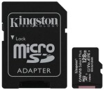 Kingston Canvas Plus microSDXC 128GB s adaptérem / UHS-I / Class 10 / SD adaptér / čtení: až 100 MBs / zápis: až 85MBs (SDCS2/128GB)