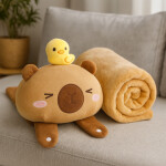 Super měkká plyšová deka s polštářem Kapibara - 100 x 170 cm