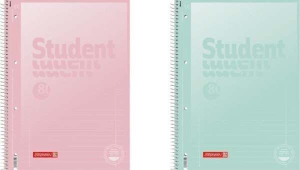 Brunnen student blok pastel A4 - linka, 80 listů, růžový/zelený