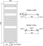 MEXEN - Pluton otopný žebřík/radiátor 1700 x 600 mm, 980 W, černá W106-1700-600-00-70