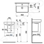 Laufen - Pro S Umývátko, 450x340 mm, 1 otvor pro baterii, bez přepadu, s LCC, bílá H8159614001561