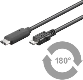 MicroConnect kabel USB C (M) - microUSB2.0 B (M) 1m černá / 480Mbit/s (USB3.1CAMIB1)