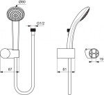 IDEAL STANDARD - Idealrain Set sprchové hlavice, 1 proud, držáku a hadice, chrom B9506AA
