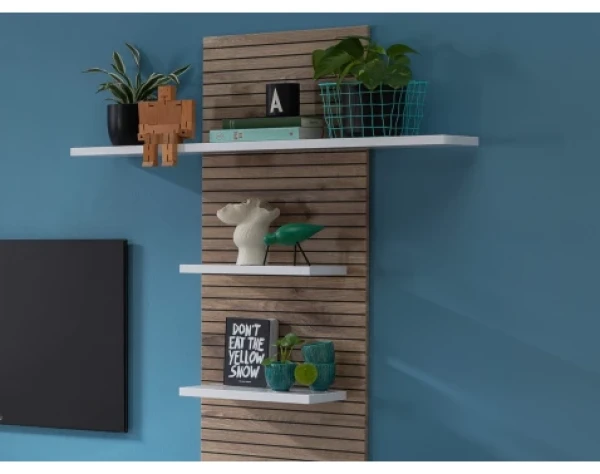 Nástěnný panel s policemi Rovigo 70 cm, dub nox/bílá