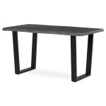 Stůl jídelní, 140x80x75 cm, MDF deska, dekor šedý dub, kovová nohy ve tvaru U, černý matný lak