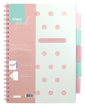 Spirálový blok A4, 100l, linkovaný - StreetPad Pink (mix)