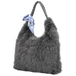 Módní dámská plyšová kabelka do ruky Raiga, tmavě šedá
