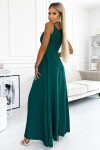 299-11 CHIARA elegantní maxi dlouhé šaty bez ramínek - ZELENÉ M
