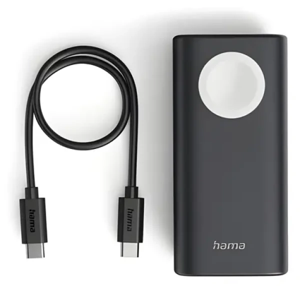 Hama Watch černá / Powerbanka / bezdrátové nabíjení Apple Watch / USB-C / PD / QC 3.0 / 10000 mAh