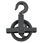 Kladka stavební litinová, 120mm, s hákem a vodicí lištou