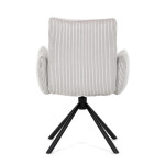 Židle jídelní, krémová manšestrová látka, 360° vratný mechanismus, černý kov