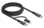 DeLock 2v1 USB-C (M) - USB-C Lightning (M) 2m černá / Kabel / USB 2.0 / MFi / Fast Charge / 60W (81171)