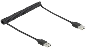 Delock EASY-USB 2.0 A-A černá / Spirálový kabel / 0,8 m / USB 2.0 / 2 A (90124)