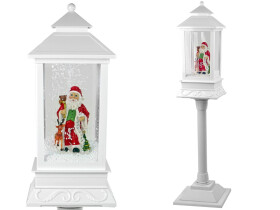 Mamido Vánoční dekorace lucerna bílá lampa Santa Claus koledy a světla