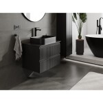 MEXEN/S - Rivel koupelnová skříňka pod umyvadlo 70 cm s deskou, 2 zásuvky, reliéf , černá mat 91A20-07047-2-BFFC71