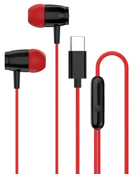 CANYON SEP-5 černo-červená / Sluchátka do uší / USB-C kabel 1,2 m / Integrované ovládání (CNS-CEP5R)
