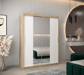 Šatní skříň Abi T1 Barva korpusu: Dub Sonoma, Rozměry: 150 cm, Dveře: Bílá