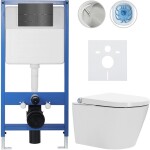 CERANO - Kompletní WC set Profi/Cronus Standard - bílá lesklá - WC tlačítko Line/Tmavě šedá - předstěnová instalace - 59,3x38,4 CER-287978