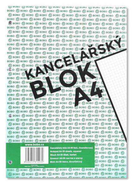 Kancelářský blok A4, čtvereček, 50 listů