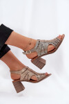 Dámské Sandály S Prořezávaným Designem Na Podpatku Zlaté Tosine 40