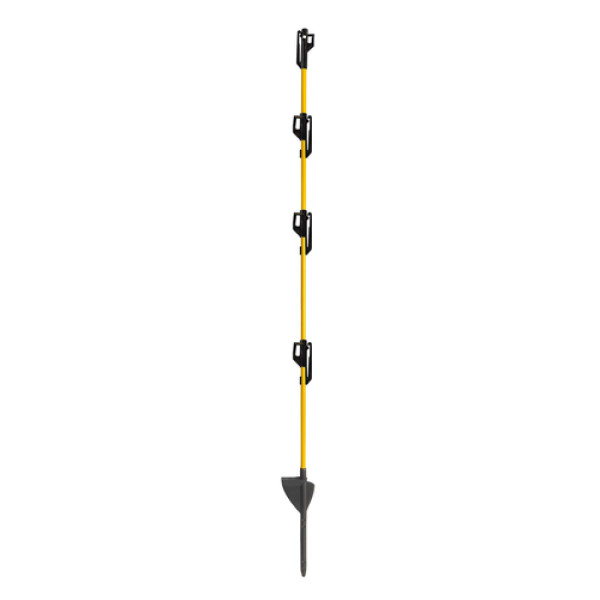 Sklolaminátový oválný sloupek pro elektrický ohradník 110 cm, nášlap a hrot, 4 izolátory na pásku až 50 mm