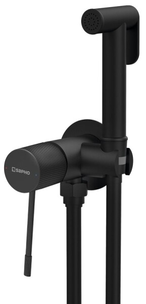 SAPHO - SOLARIS podomítková bidetová baterie se Stop sprškou, kulatá, černá mat WD040B