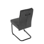 Židle jídelní, taštičkové pružiny v sedáku, madlo na opěráku, tmavě šedá látka, černý kov