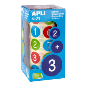 APLI samolepicí číslice, Ø 20 mm, nepermanentní, mix barev