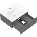 MEXEN/S - Rivel koupelnová skříňka 60 cm s umyvadlem Vela, 1 šuplík, reliéf , grafit mat/bílá mat 91A20-06023-1-BF66-W23M01
