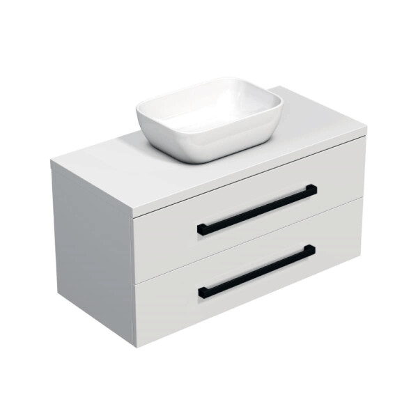 Koupelnová skříňka s černou úchytkou a krycí deskou SAT Cube Way 100x53x46 cm bílá lesk CUBE46C1003BISAT45 CUBE46C1003BISAT45