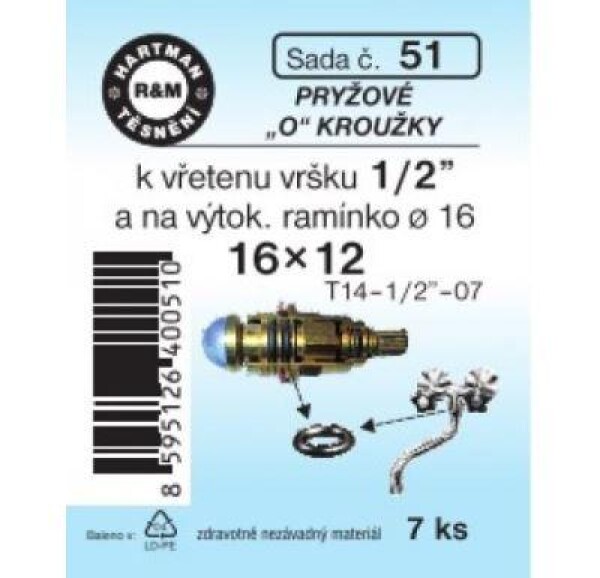Sada "O" kr.vřetena bater. 1/2" - 16x12 - 7
