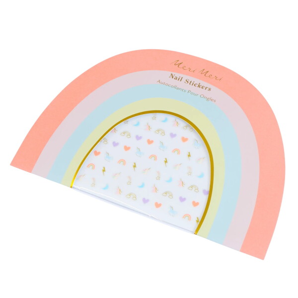 Meri Meri Dětské samolepky na nehty Rainbow – 200 ks, oranžová barva, plast, papír