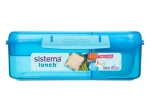 Sistema Lunch Bento Dělený svačinový box s nádobou na jogurt a 2 tácky 1.65 l modrá (8592001419520)