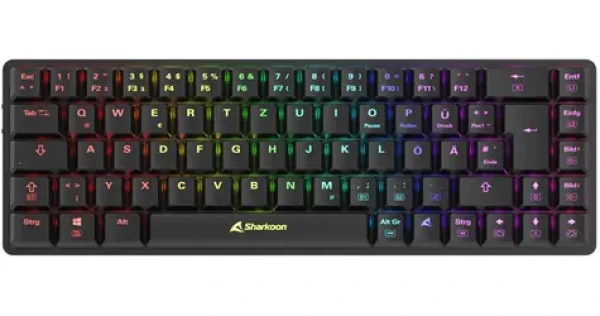 Sharkoon PureWriter W65 černá / bezdrátová klávesnice / mechanická / Kailh Choc V2 Brown / 2.4GHz / USB / DE (4044951036936)