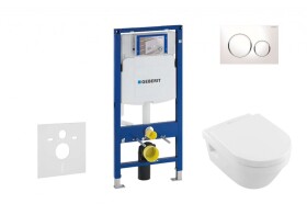 GEBERIT - Duofix Set předstěnové instalace, klozetu a sedátka Villeroy & Boch, tlačítka Sigma20, DirectFlush, SoftClose, CeramicPlus, bílá/chrom 111.300.00.5 NB4