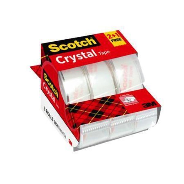 Lepicí páska s odvíječem SCOTCH Crystal, 2+1 zdarma, 19 mm x 7,5 m