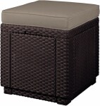 KETER CUBE taburet - hnědý + šedohnědá poduška