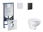 GROHE - Rapid SLX Set předstěnové instalace, klozetu, sedátka SoftClose a tlačítka Even, phantom black SANI11BB5101