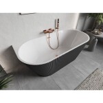 MEXEN/S - Oris volně stojící vana nástěnná reliéf 170 x 80, bílá/šedá, sifon a přepad měď kartáčovaná 52871708062-65