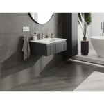 MEXEN/S - Rivel koupelnová skříňka 70 cm s umyvadlem Otis, 1 šuplík, reliéf , grafit mat/bílá mat 91A20-07023-1-BF66-W18M01