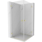 MEXEN/S - Lunar-B Duo sprchový kout dveře křídlové 75 x 75, transparent, zlato kartáčovaná 832-075L-075P-55-00