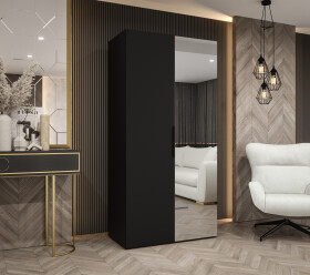 Šatní skříň Abi Marbella 2 Rozměry: 100 cm, Pásky / úchyty: Černá, Barva korpusu + barva dveří: Černá + Černá