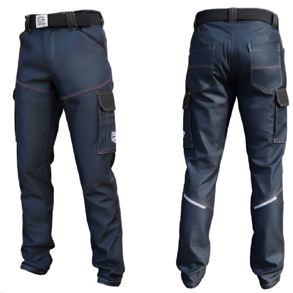 PRA-P-OR Kalhoty SYMBOL DENIM do pasu modré 54 modré