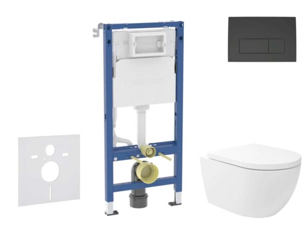 GEBERIT - Duofix Set předstěnové instalace, klozetu Oudee Vortex a sedátka softclose, tlačítko Delta50, matná černá SANI11CA5149B