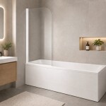 OLSEN SPA - Vanová zástěna LUCCA - Barva rámu - Bílá, Materiál - Hliník, Rozměr A - 76, Rozměr C - 130, Směr zavírání - Univerzální Levé / Pravé, Výplň - Čiré bezpečnostní sklo - 6 mm OLVLUC76