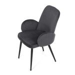 Židle jidelní, šedá látka, černá kovová noha